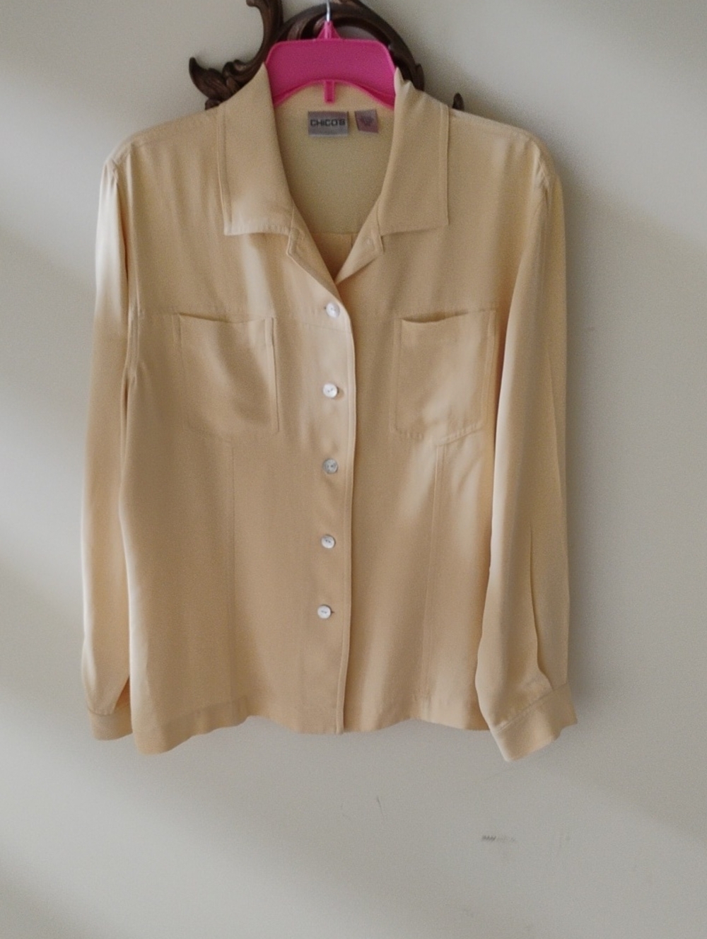 Chico's Light Cream Button-Down Long Sleeve Blouse